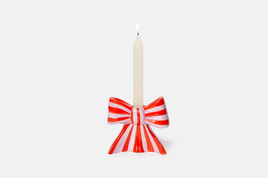 Striped Bow Candle Holder - Medium