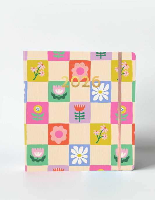 2026 Floral Checks Hardcover Planner