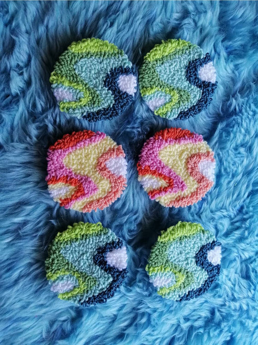 Retro Swirl Punch Needle Car Coaster