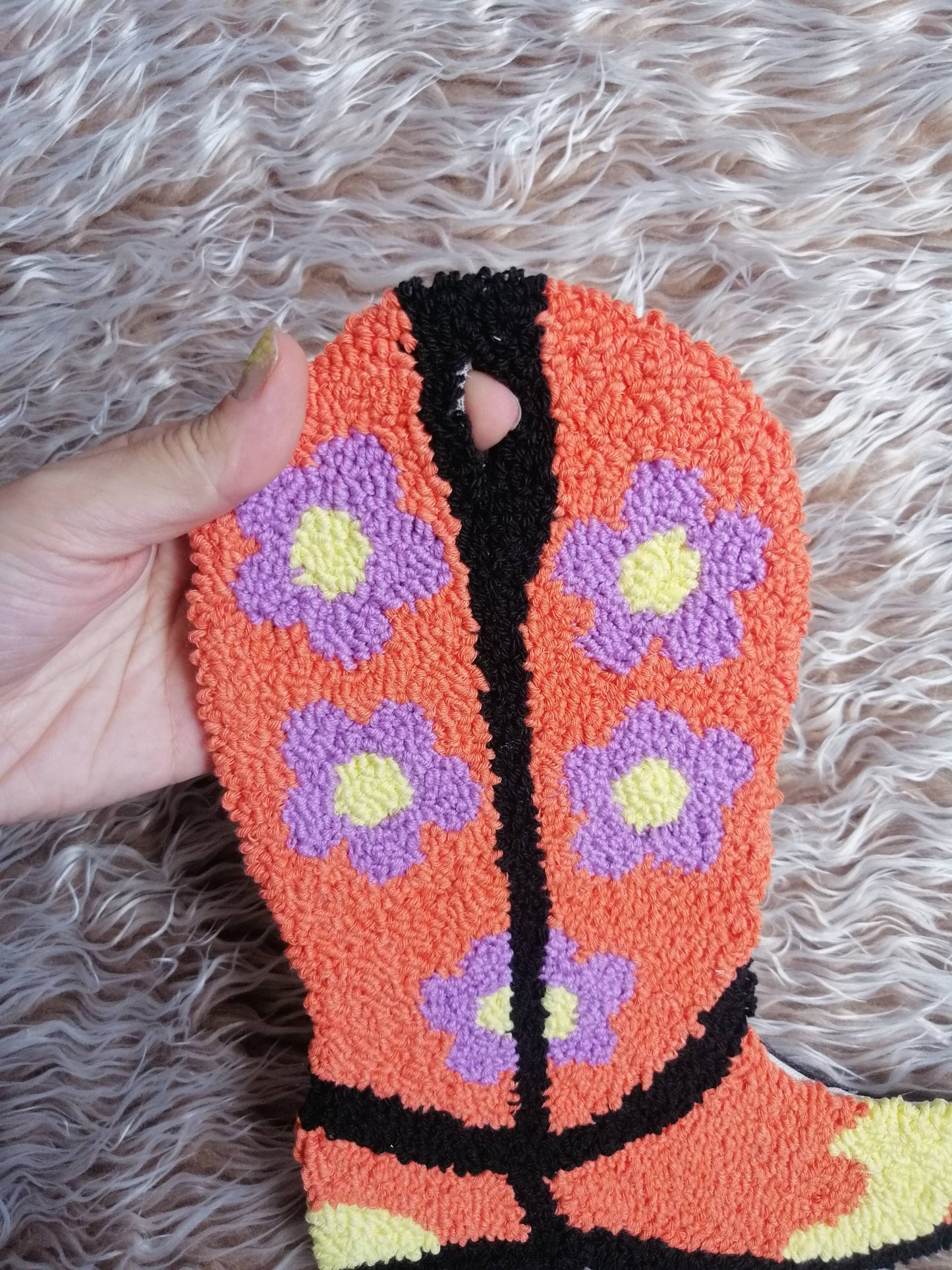 Cowboy Boot Punch Needle Wall Hanging