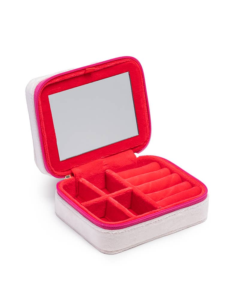 Queen of Hearts Velvet Jewelry Zip Case