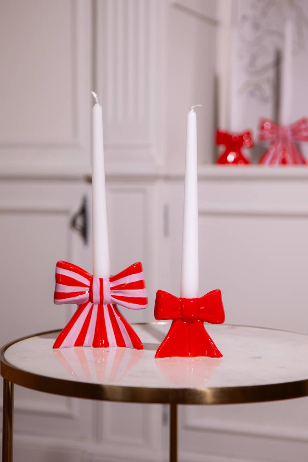 Red Bow Candle Holder - Small