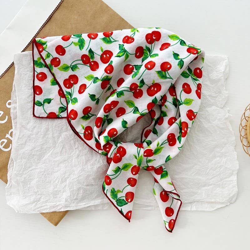 Cherry Print Cotton Bandana Scarf