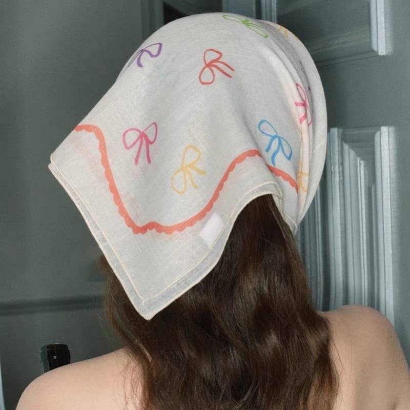 Multi-Color Bow Print Bandana Scarf