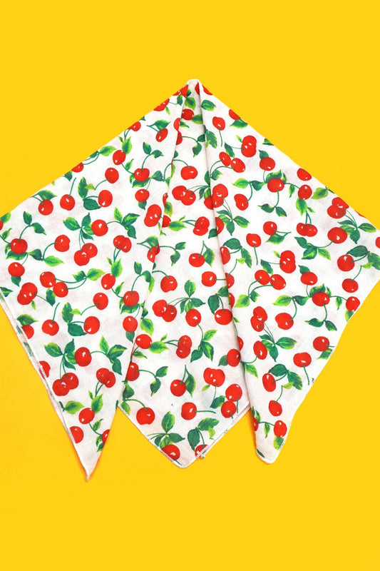 Cherry Print Cotton Bandana Scarf