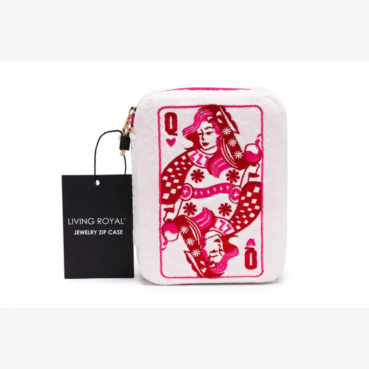Queen of Hearts Velvet Jewelry Zip Case