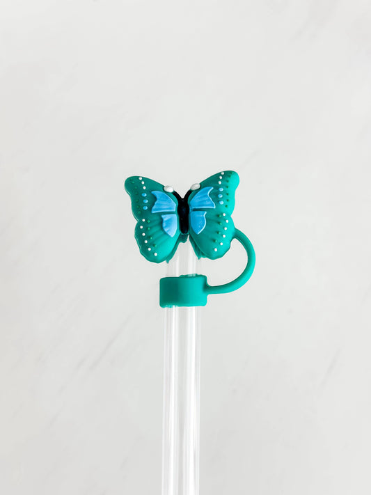 Teal Butterfly Straw Cover