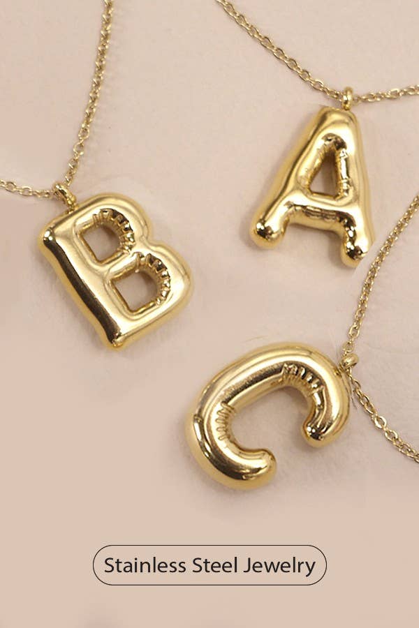 Gold Bubble Initial Necklace