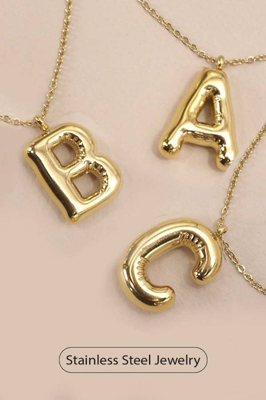 Gold Bubble Initial Necklace