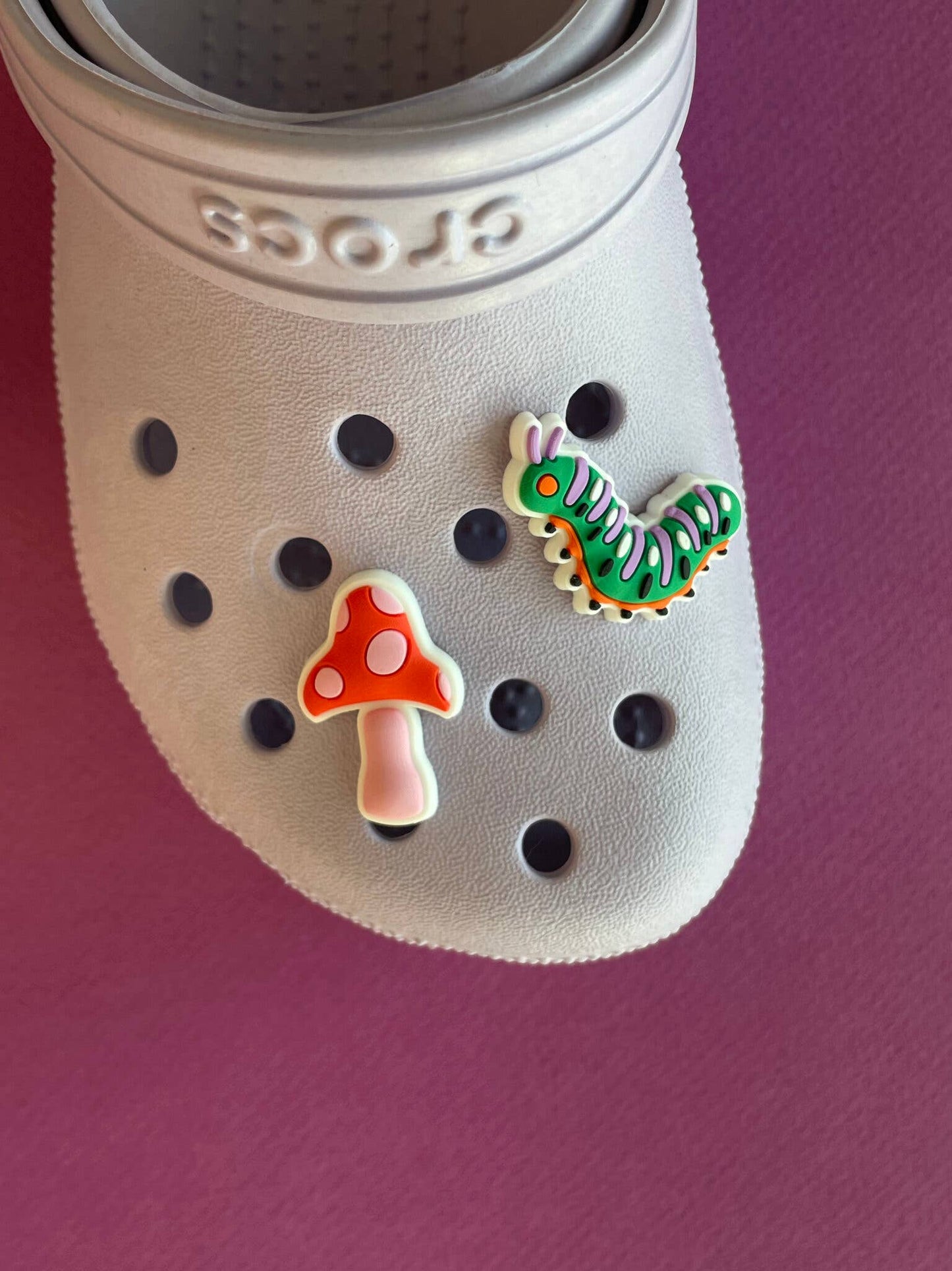 Mushroom & Caterpillar Clog Charms