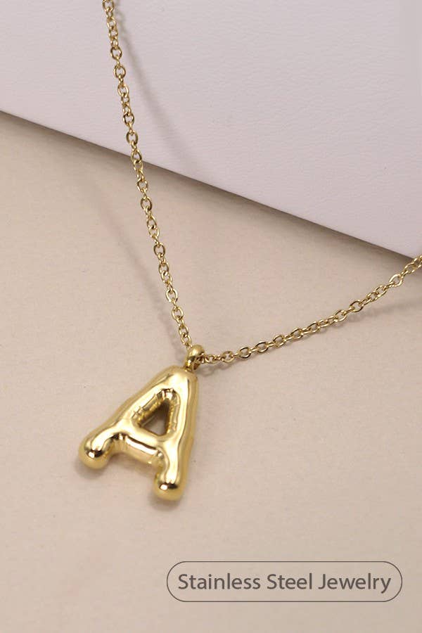Gold Bubble Initial Necklace