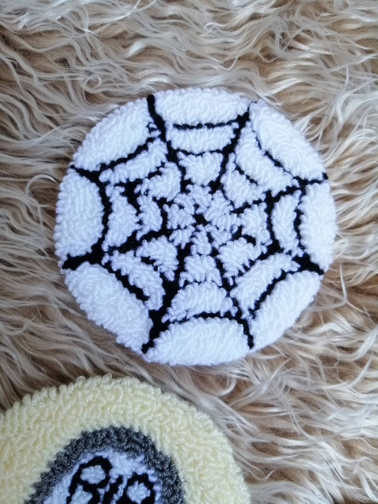 Spider Web Punch Needle Mug Rug Coaster