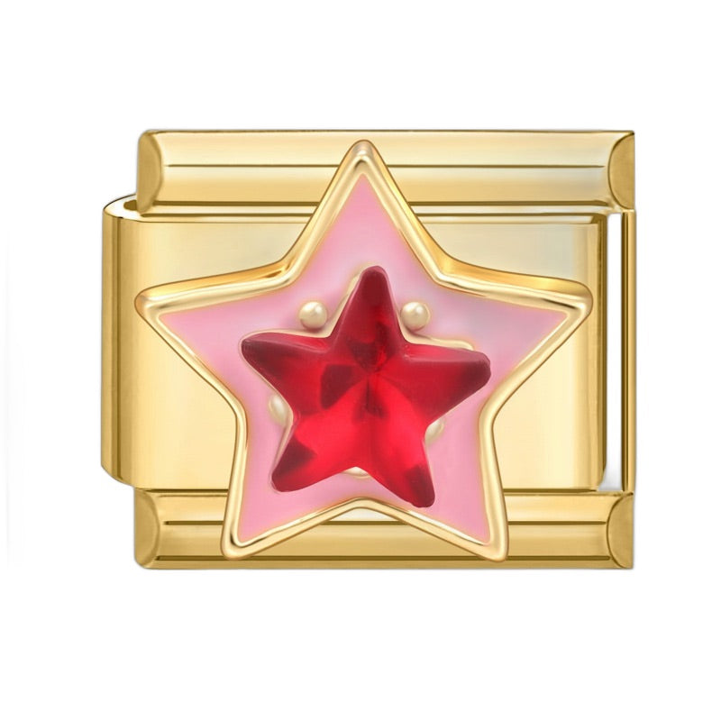 Gold Power Puff Star Italian Charm