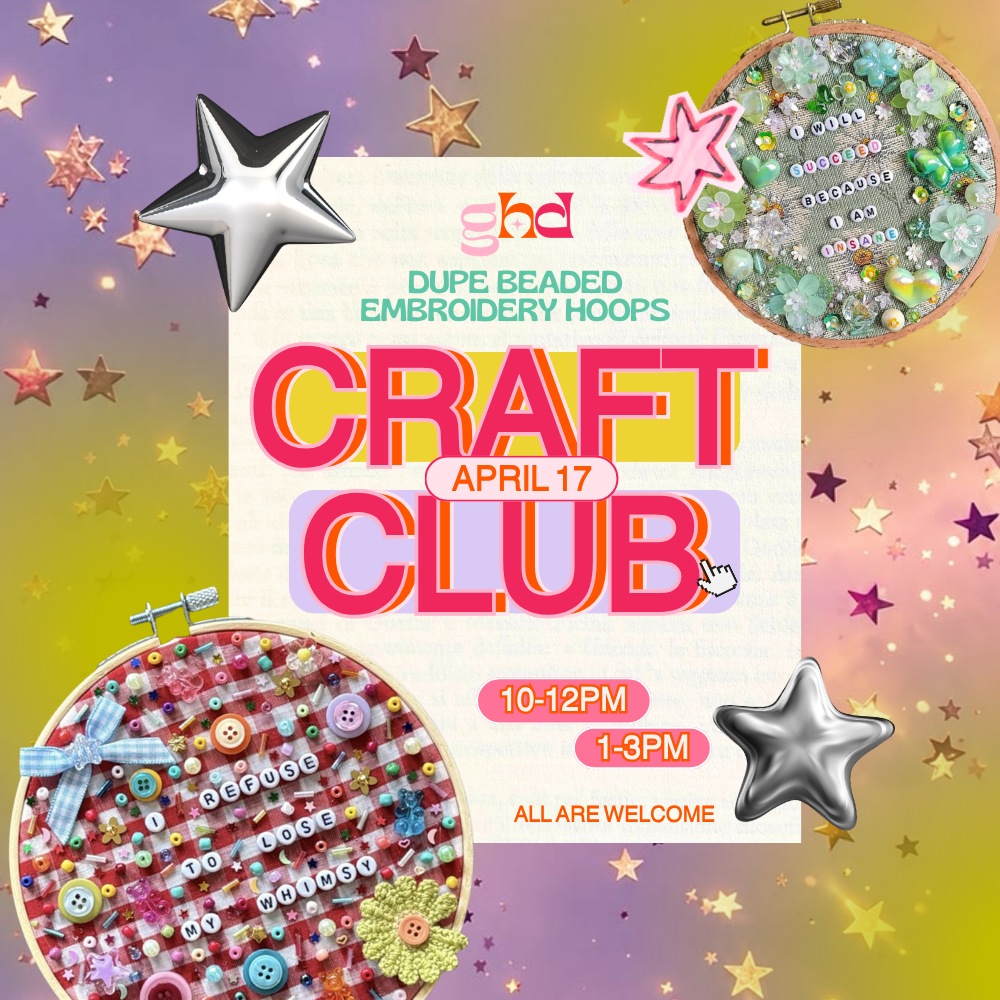 April Craft Club: Dupe Beaded Embroidery Hoops - Sat 4/17
