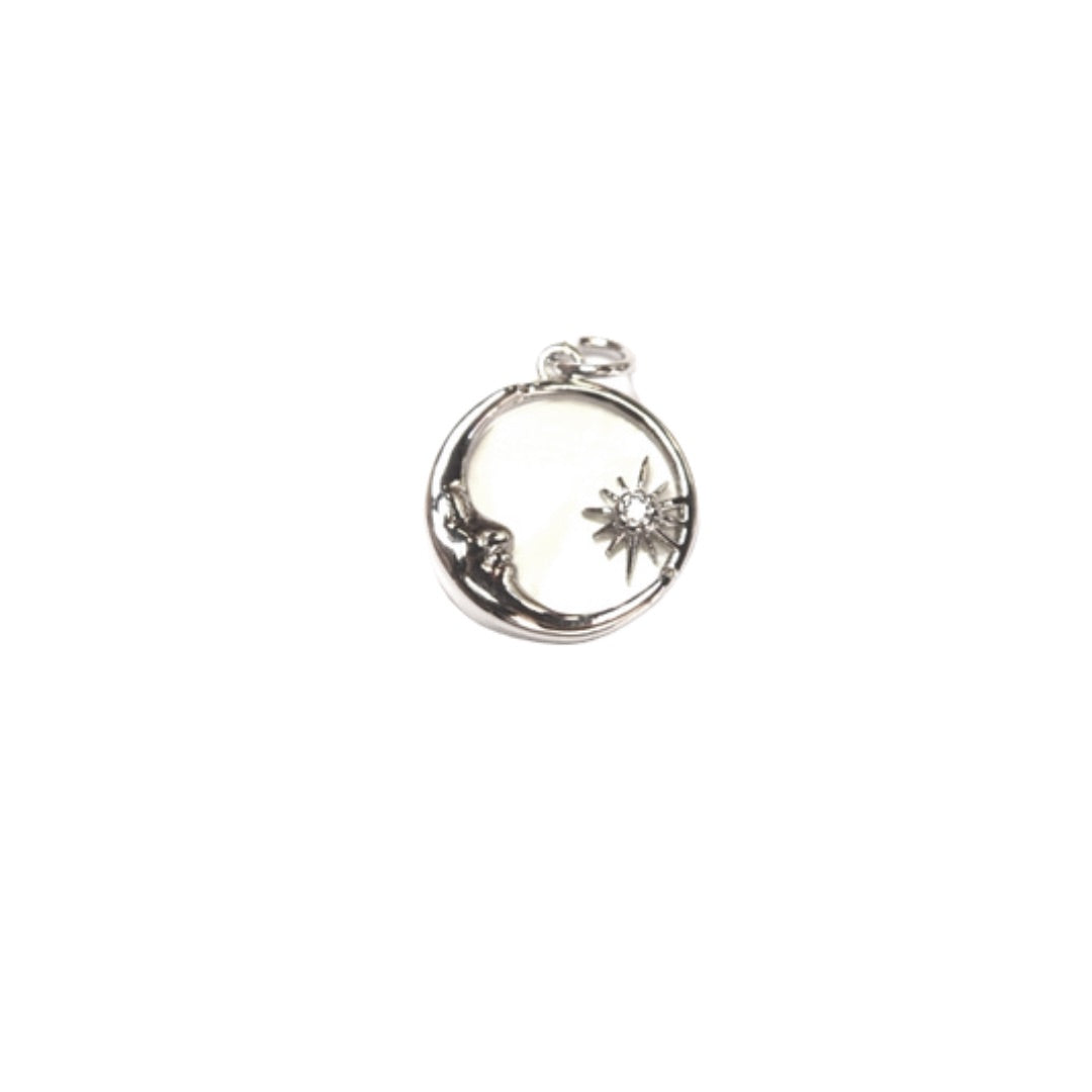Opalescent Crescent Moon & Star Charm (Gold + Silver)