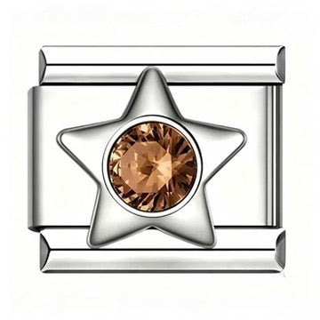 Silver Star Birthstone Italian Charm