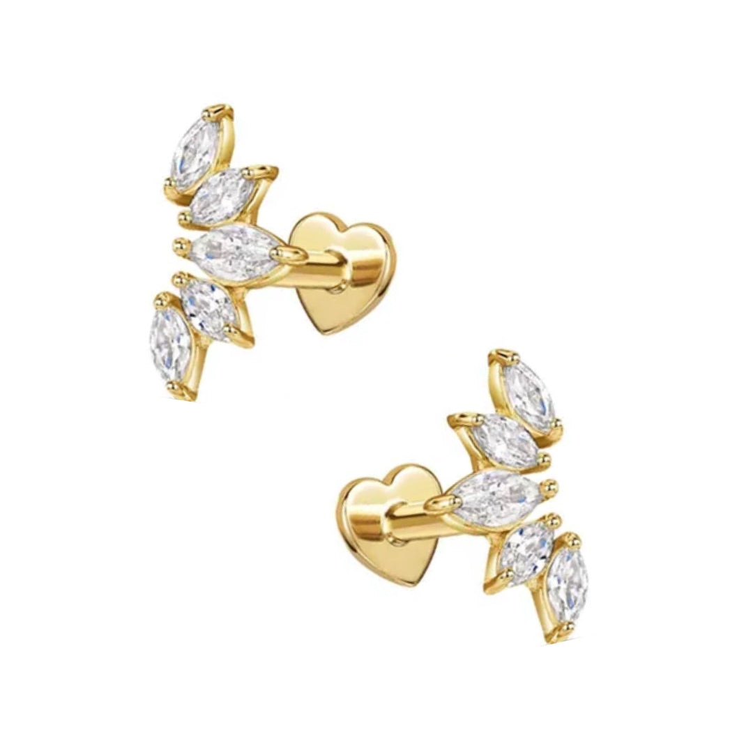 Crown Jewel Single Flatback Gold Stud (Single or Pair!)