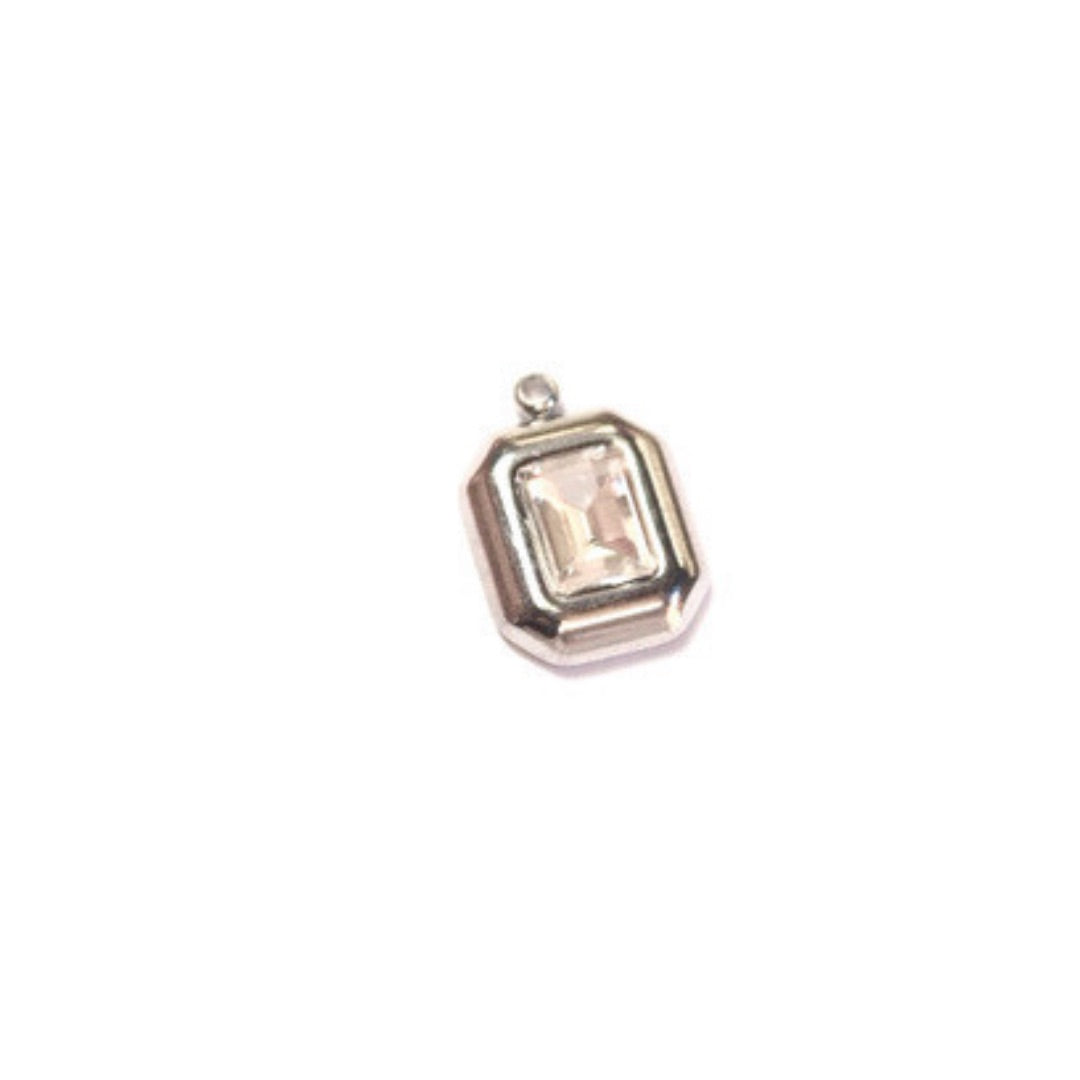 Silver CZ Cut Gem Charm