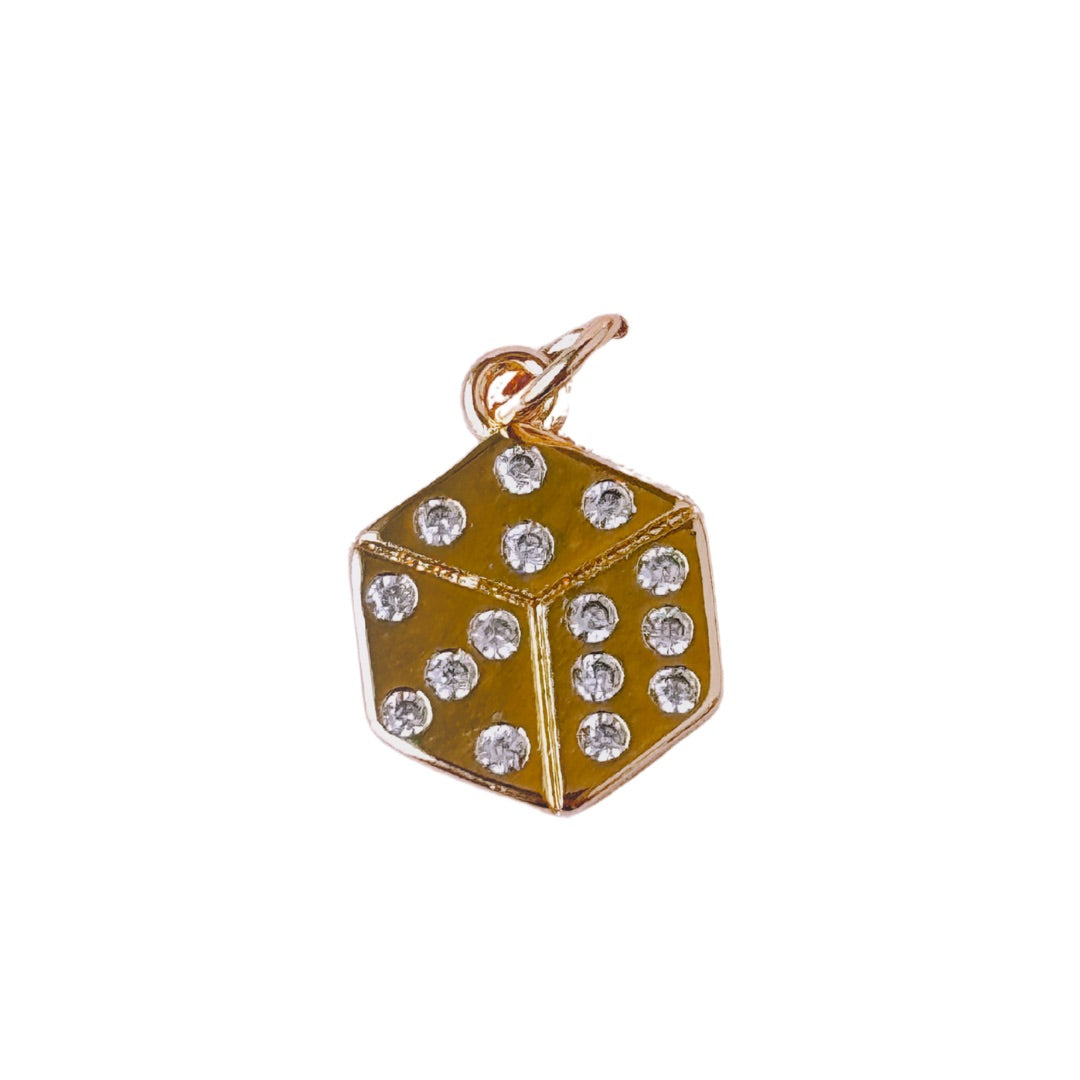 Gold Dice CZ Charm