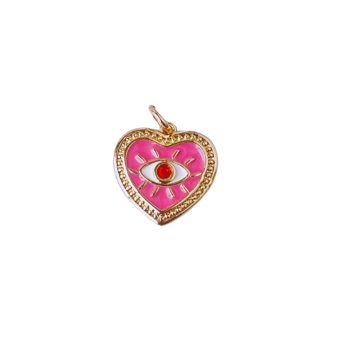 Bejeweled Protection Heart Gold Charm