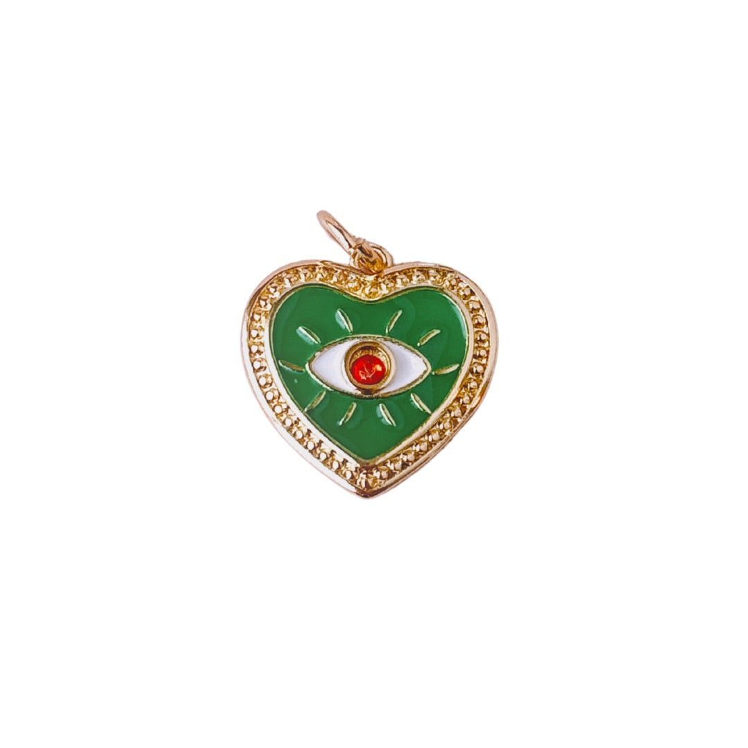 Bejeweled Protection Heart Gold Charm