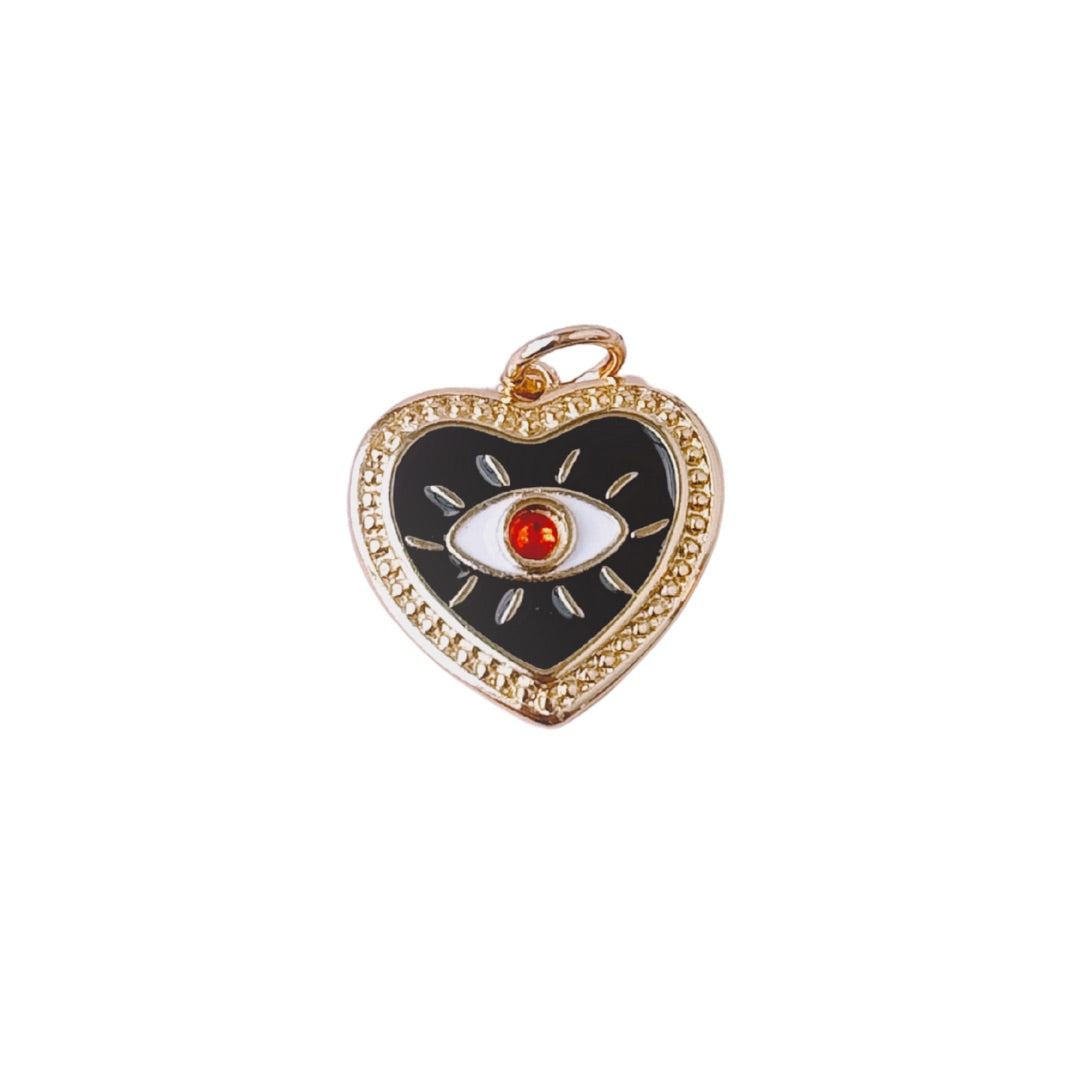 Bejeweled Protection Heart Gold Charm