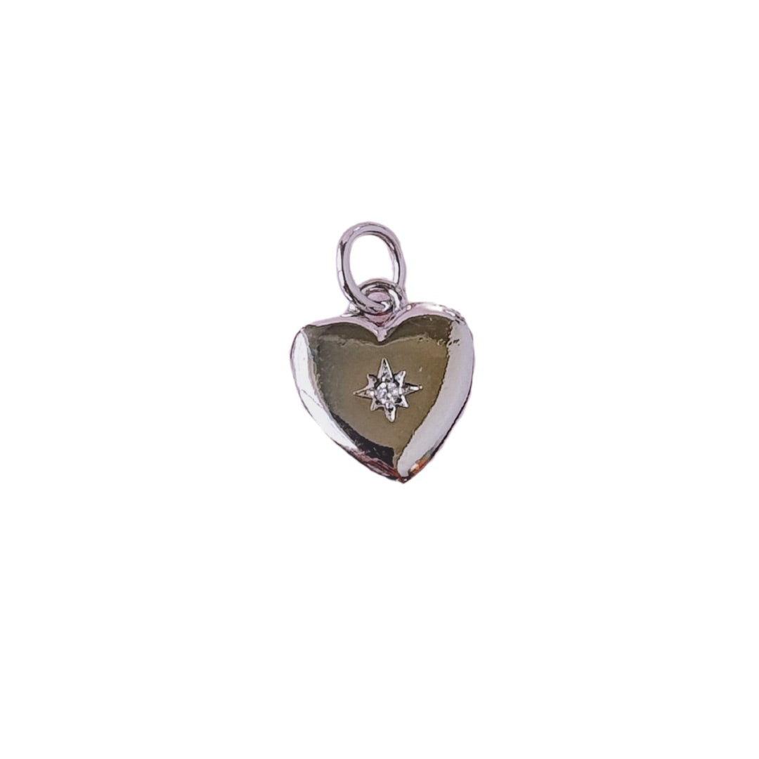 CZ Silver Heart Locket Charm