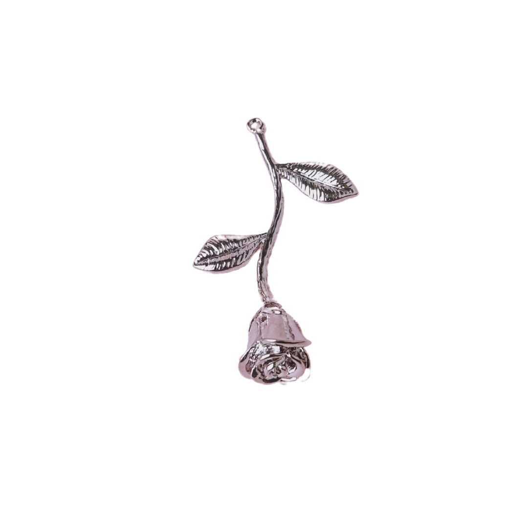 Rose Stem Silver Charm