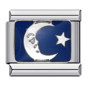 Silver Starry Night Italian Charm