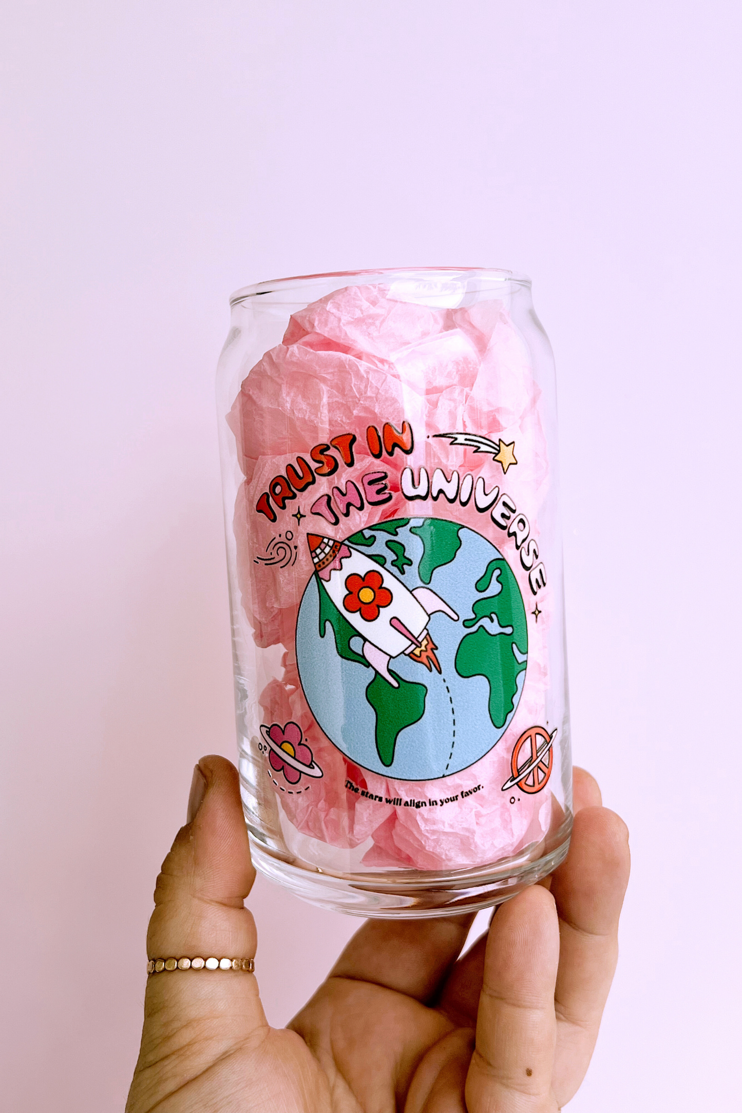 Trust The Universe Glass Cup