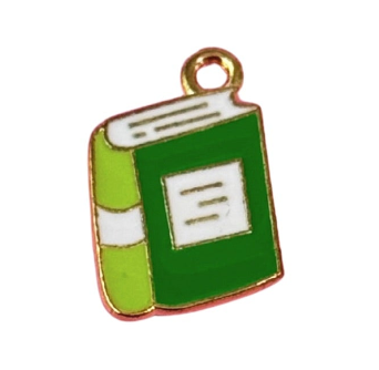 Enamel Book Gold Charm