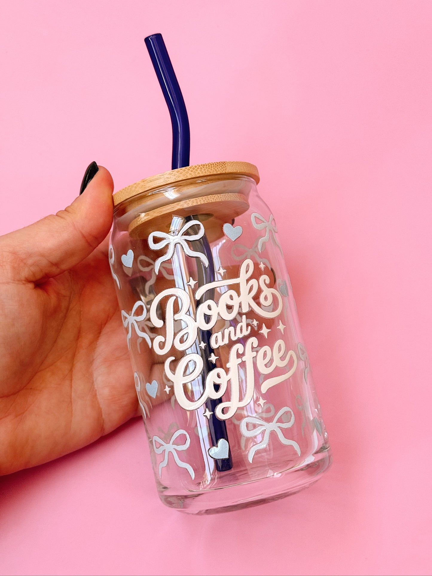 Books & Coffee Glass Cup