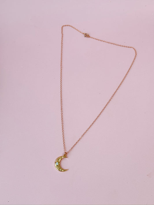 Opal Crescent Gold-Plated Pendant Necklace