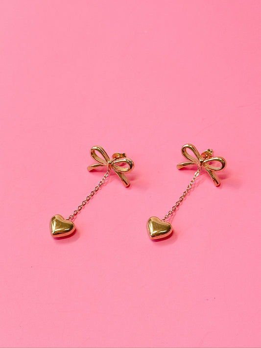 Heart Drop Stud Dangles