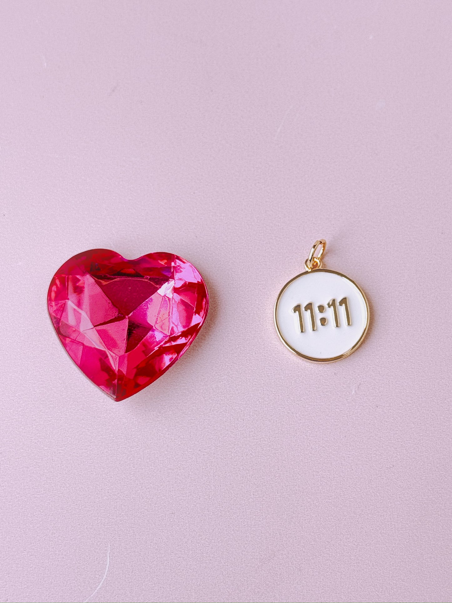 11:11 Enamel Coin White & Gold Charm