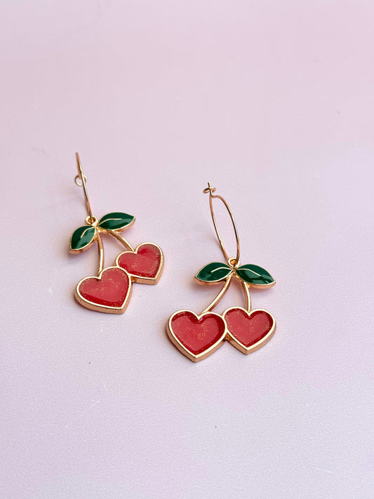 Cherry Heart Hoops (2 Color Options)