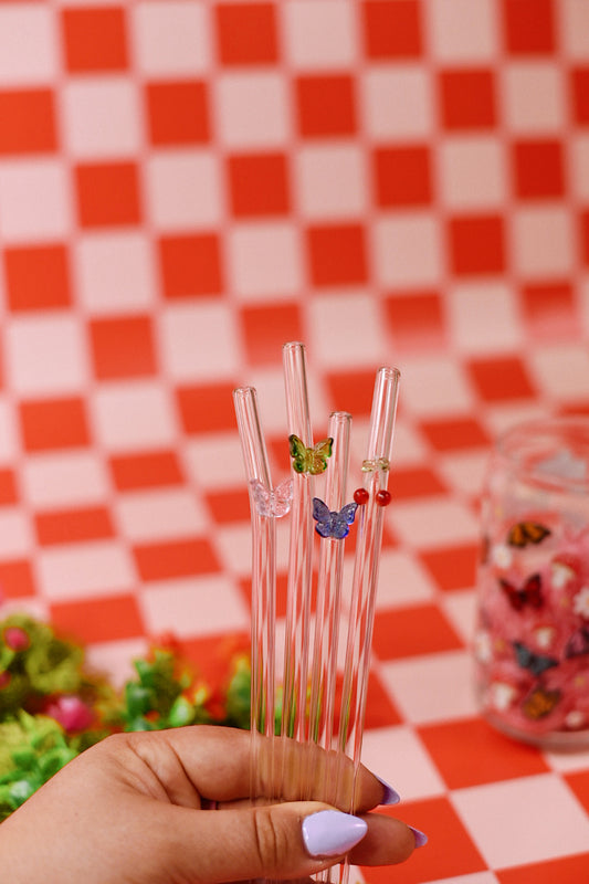 Cherry Charm Glass Straw