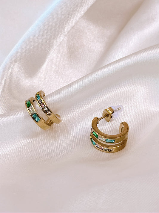 Nebula Double Hoop Studs