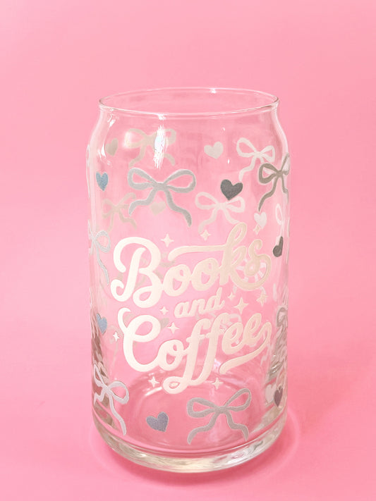 Books & Coffee Glass Cup