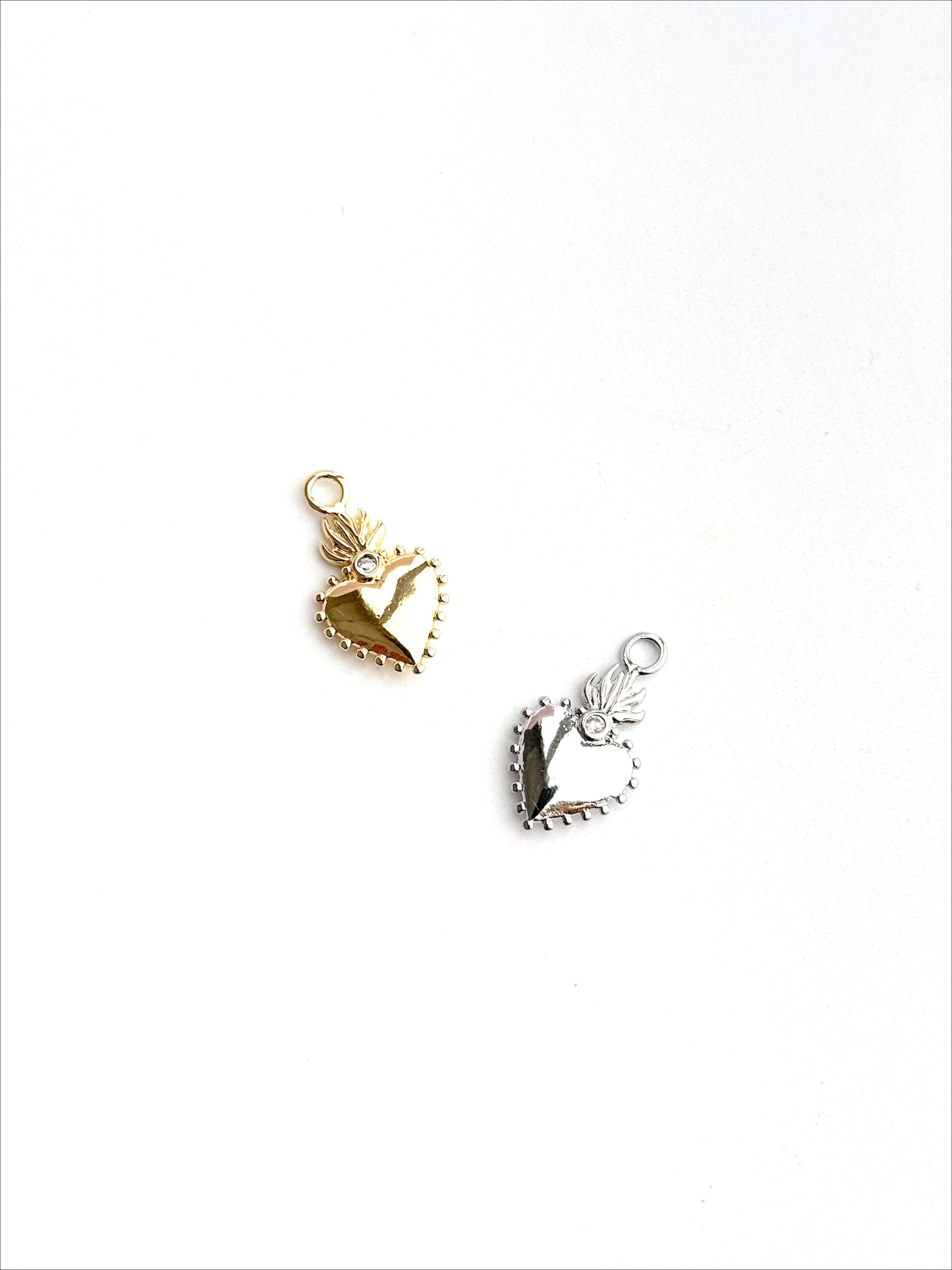 Heart On Fire Charm (Gold + Silver)