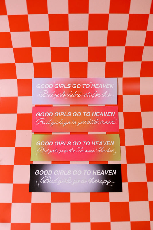 Good Girls/Bad Girls Go To The Farmer's Market Version Car Bumper Magnet
