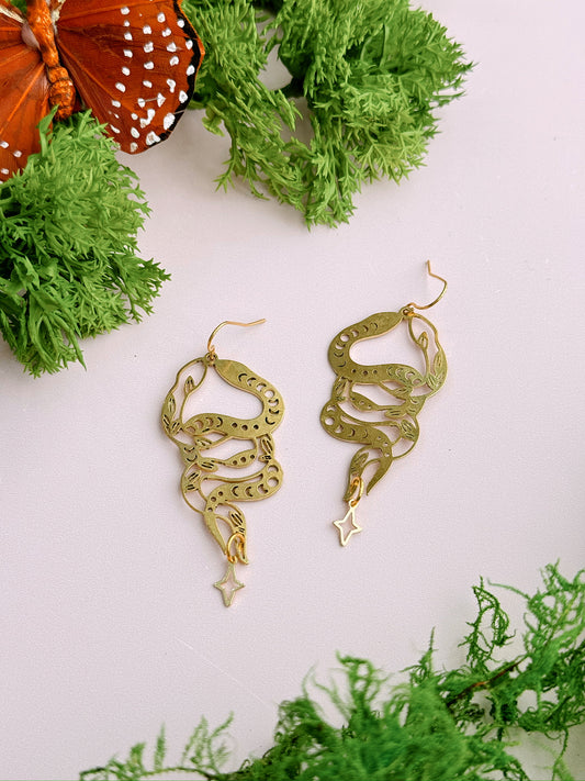 Celestial Serpent Dangles (Brass + Silver)