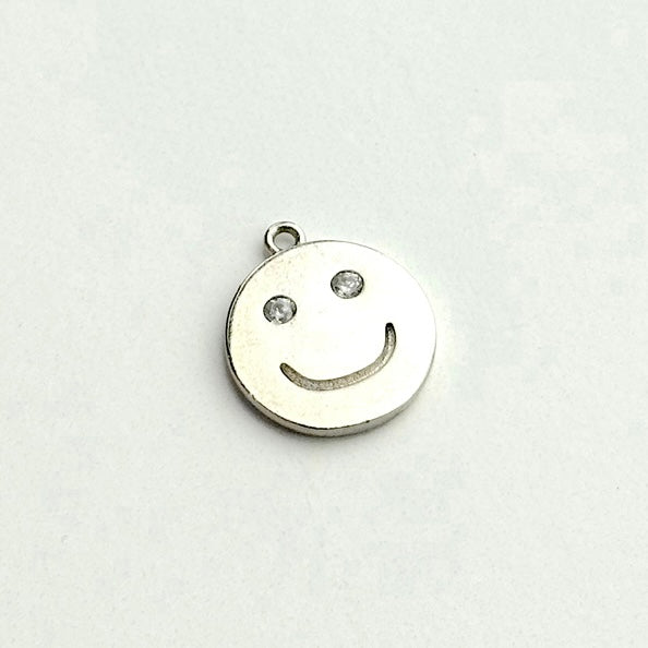 CZ Smiley Silver Charm