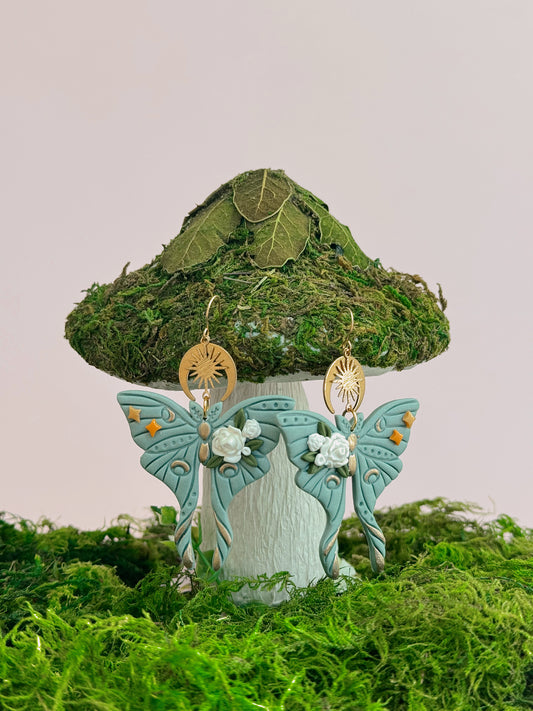 Sky Blue Moth Dangles