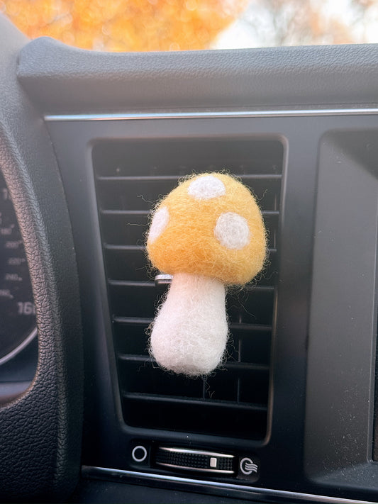 Yellow Felt Mushroom Car Vent Clip