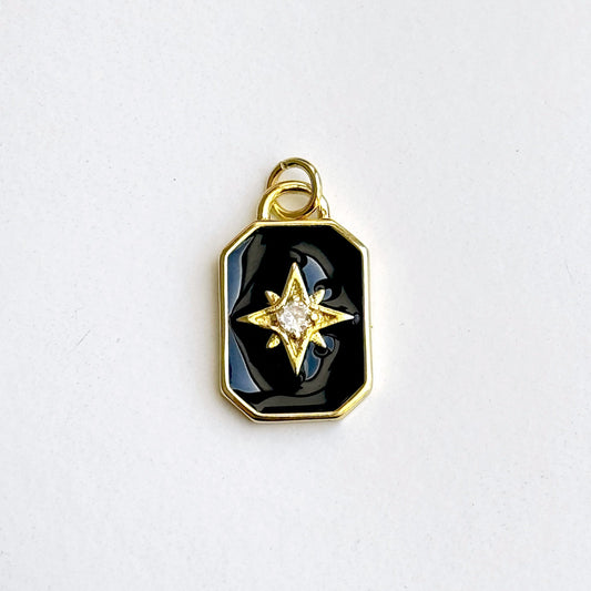 Black Sparkle Gold Charm