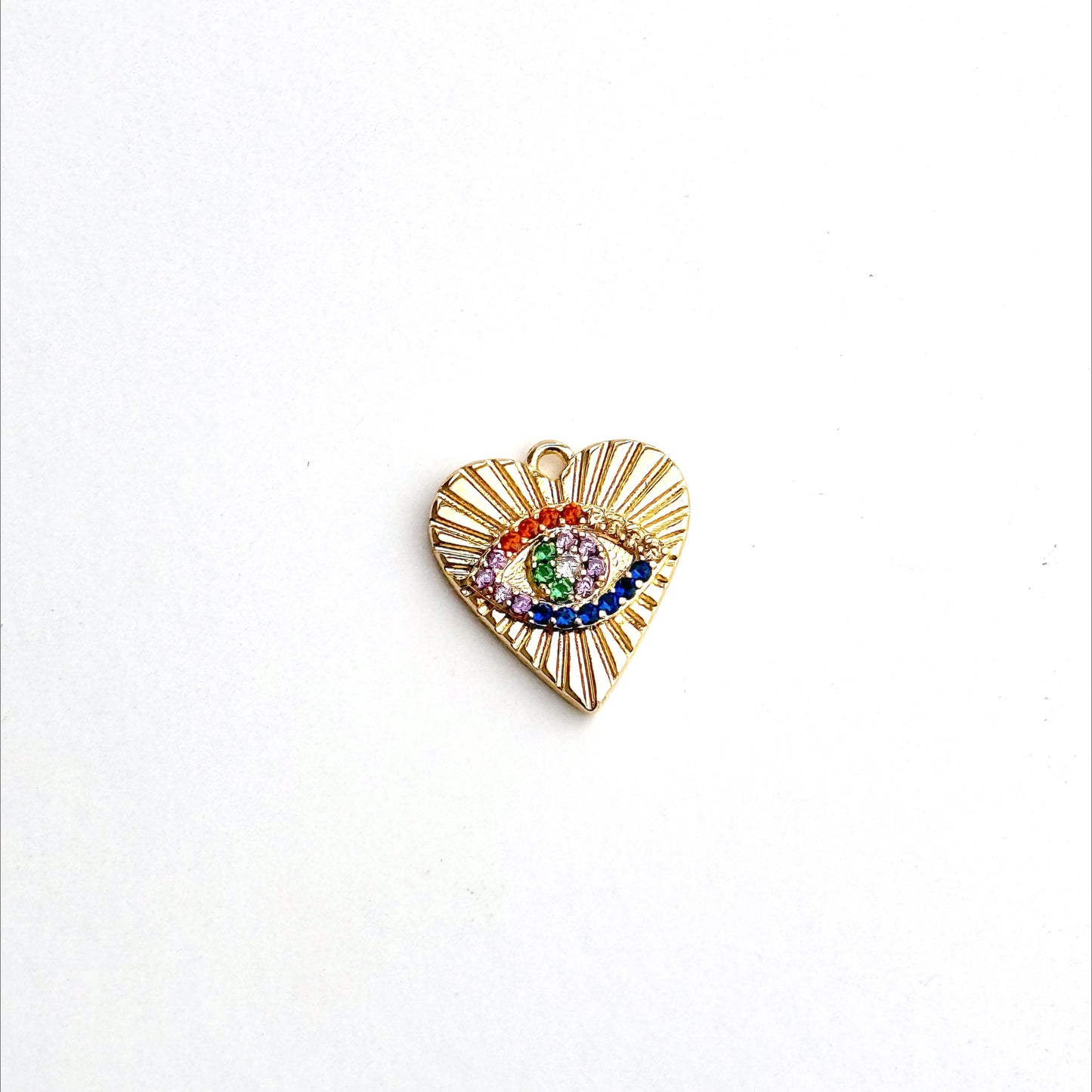 Gold Heart with Rainbow Eye Charm