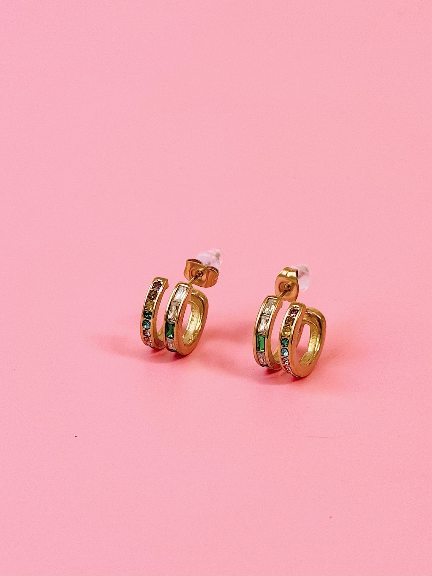 Nebula Double Hoop Studs