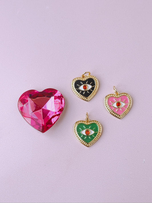 Bejeweled Protection Heart Gold Charm