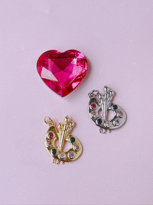 Artist Paint Palette Charm (Gold + Silver)